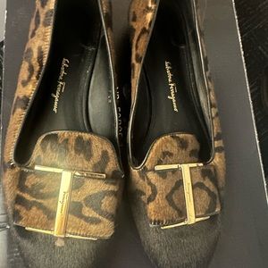 Ferragamo short fur ballet flats size 7.5